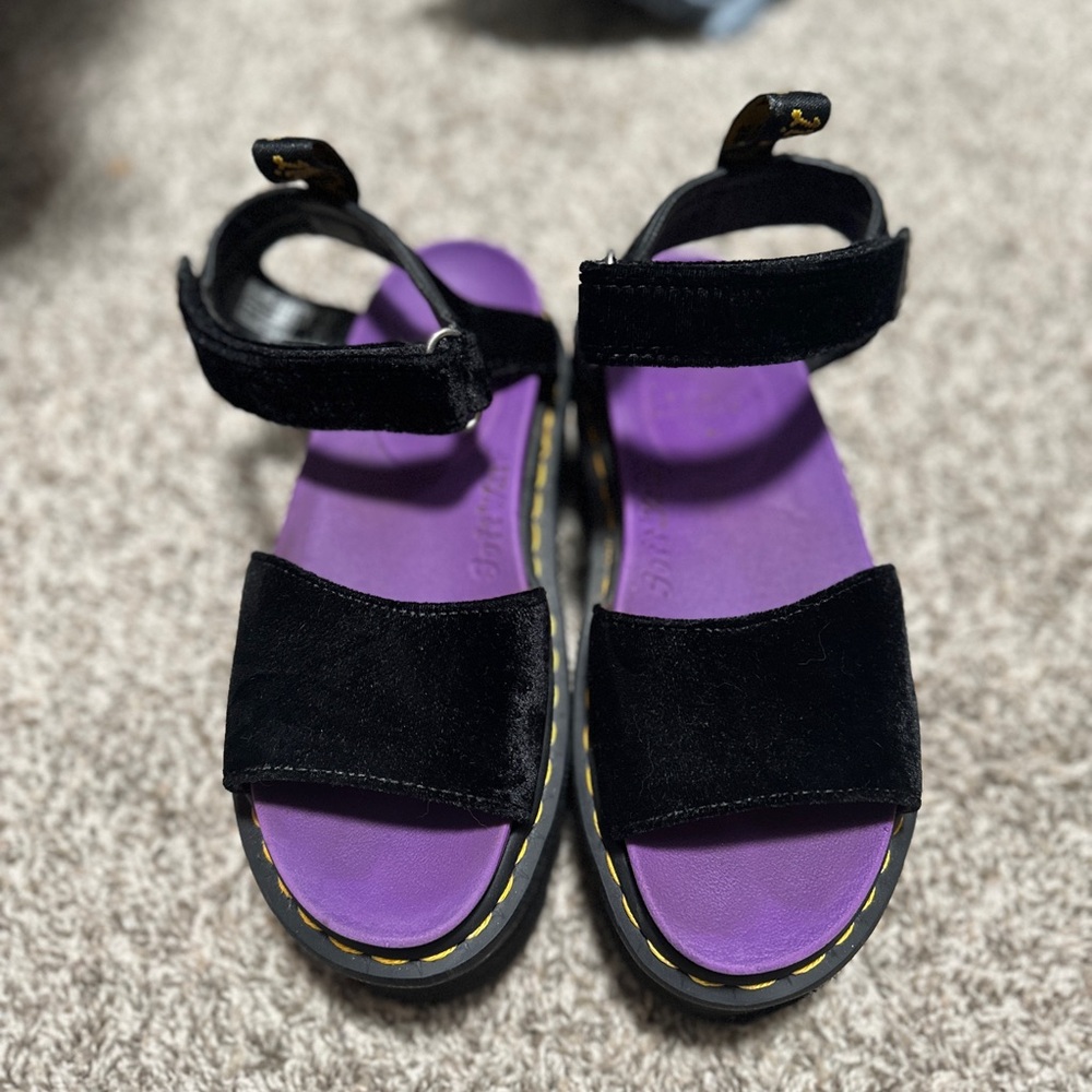 Dr. Martens Black and Purple Platform Sandals